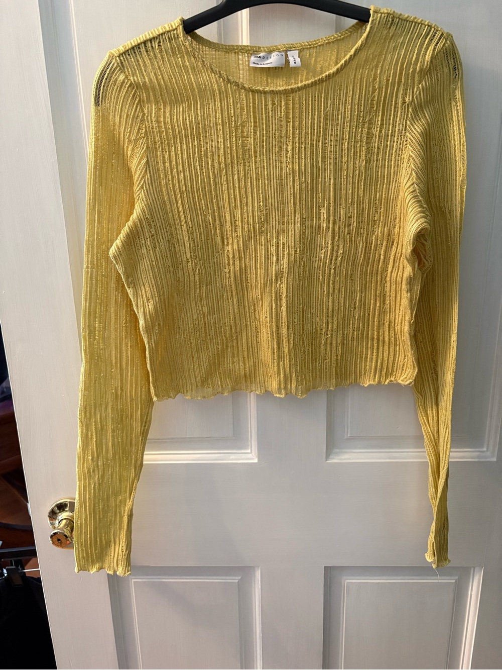 ASOS Yellow Ribbed Long-Sleeve Crop Top